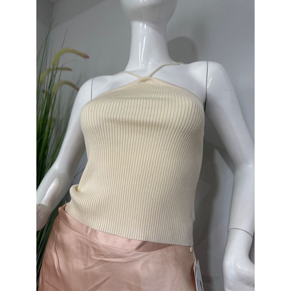Commense Ribbed Halterneck Beige Top Size Small - Picture 8 of 8